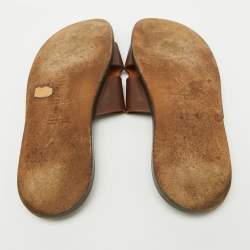Hermes Dark Brown Leather Izmir Flat Sandals Size 43.5