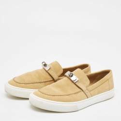 Hermes Brown Suede Game Slip On Sneakers Size 43