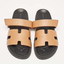 Hermes Brown Leather Chypre Sandals Size 43