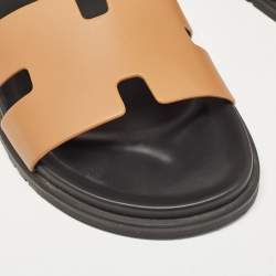 Hermes Brown Leather Chypre Sandals Size 43