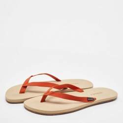 Hermes Orange Fabric Flat Beach Sandals Size 45