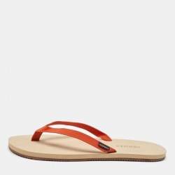 Hermes Orange Fabric Flat Beach Sandals Size 45
