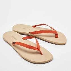Hermes Orange Fabric Flat Beach Sandals Size 45