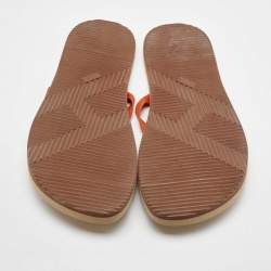Hermes Orange Fabric Flat Beach Sandals Size 45