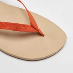 Hermes Orange Fabric Flat Beach Sandals Size 45