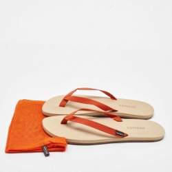 Hermes Orange Fabric Flat Beach Sandals Size 45