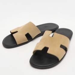 Pre Owned Hermes Jaune Milton Suede Izmir Flats Sandals Size 42