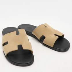 Pre Owned Hermes Jaune Milton Suede Izmir Flats Sandals Size 42