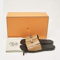 Pre Owned Hermès Brown Leather Gabriel Sandals Size 43