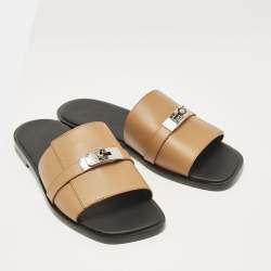 Pre Owned Hermès Brown Leather Gabriel Sandals Size 43