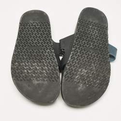 Pre Owned Hermes Black/Blue Leather Chypre Sandals Size 43 