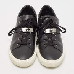 Hermes Black Leather Day Low Top Sneakers Size 44