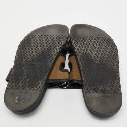 Hermes Brown/Black Canvas and Leather Chypre Sandals Size 41.5