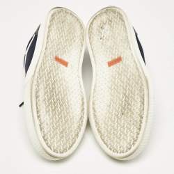 Hermes Navy Blue/White Suede and Leather Get Sneakers Size 38