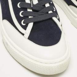 Hermes Navy Blue/White Suede and Leather Get Sneakers Size 38