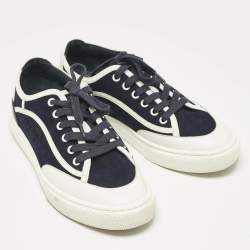 Hermes Navy Blue/White Suede and Leather Get Sneakers Size 38