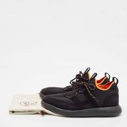 Hermes Black Leather And Fabric Team Sneakers Size 42