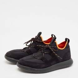 Hermes Black Leather And Fabric Team Sneakers Size 42