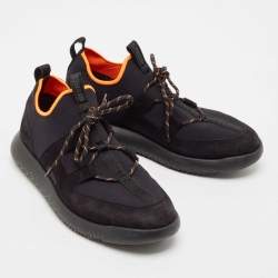 Hermes Black Leather And Fabric Team Sneakers Size 42