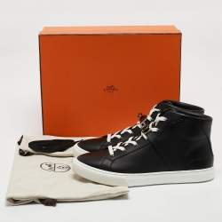 Hermes Black Leather Daydream Sneakers Size 44.5