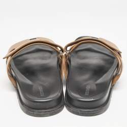 Hermes Brown Leather Chypre Sandals Size 42