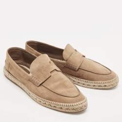 Hermes Brown Suede Trip Slip On Espadrille Size 43