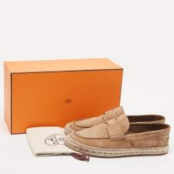Hermes Brown Suede Trip Slip On Espadrille Size 43
