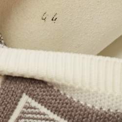 Hermes White/Grey Knit Fabric and Suede C-Addict Sneakers Size 44