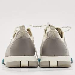 Hermes White/Grey Knit Fabric and Suede C-Addict Sneakers Size 44