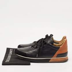Hermés Black/Brown Leather Miles Low Top Sneakers Size 43