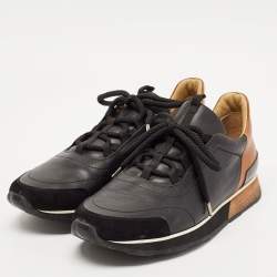 Hermés Black/Brown Leather Miles Low Top Sneakers Size 43