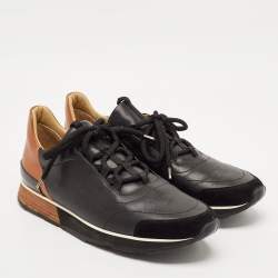 Hermés Black/Brown Leather Miles Low Top Sneakers Size 43