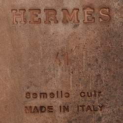 Hermes Navy Blue Leather Izmir Slide Flats Size 41