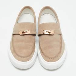 Hermes Beige Suede Game Slip On Sneakers Size 39