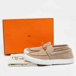 Hermes Beige Suede Game Slip On Sneakers Size 39