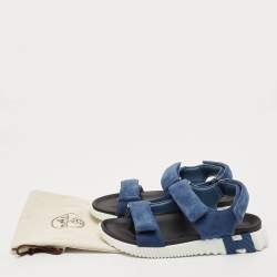 Pre Owned Hermès Blue Suede Junior Sandals Size 46