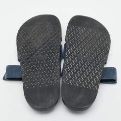 Pre Owned Hermès Navy Blue Suede Chypre Sandals Size 45.5