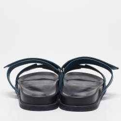 Pre Owned Hermès Navy Blue Suede Chypre Sandals Size 45.5