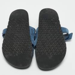 مملوكة مسبقًا Hermes Navy Blue Nubuck Leather Chypre Sandals Size 42
