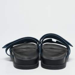 مملوكة مسبقًا Hermes Navy Blue Nubuck Leather Chypre Sandals Size 42