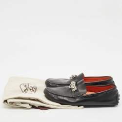 Hermes Black Leather Irving Slip On Loafers Size 41