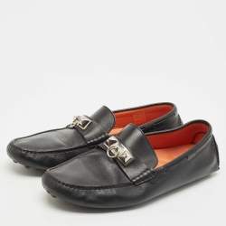 Hermes Black Leather Irving Slip On Loafers Size 41