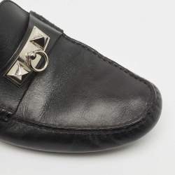 Hermes Black Leather Irving Slip On Loafers Size 41