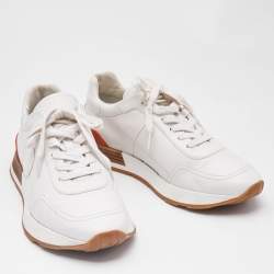 Hermes White Leather Drive Sneakers Size 43