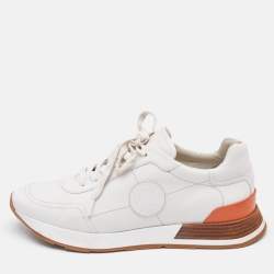 Hermes White Leather Drive Sneakers Size 43