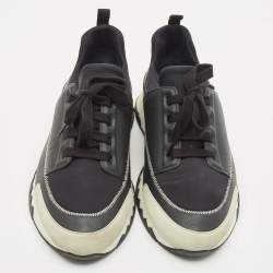 Hermes Black Neoprene and Leather Stadium Lace Up Sneakers Size 43.5