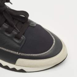 Hermes Black Neoprene and Leather Stadium Lace Up Sneakers Size 43.5