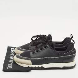 Hermes Black Neoprene and Leather Stadium Lace Up Sneakers Size 43.5