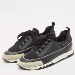Hermes Black Neoprene and Leather Stadium Lace Up Sneakers Size 43.5
