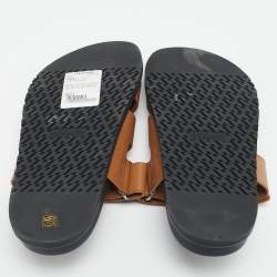 Hermes Brown Leather Chypre Flat Sandals Size 42.5